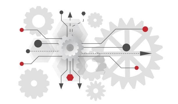 istock Futuristic Gear Background with Symbols and Arrows 2188350781