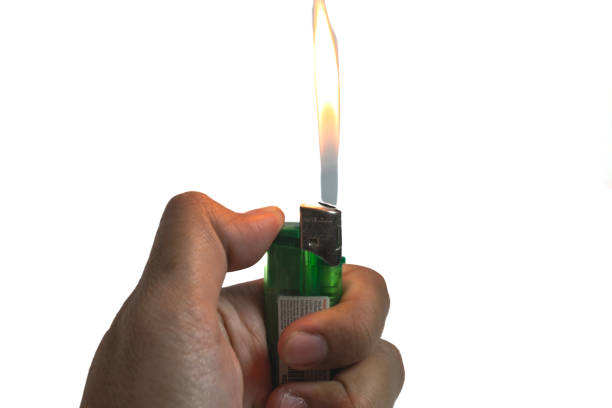 istock a man holding lighter on isolated white background 2188352212