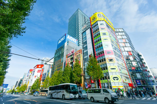 Street scene in Akihabara, Tokyo, 1 December 2024.Electric Town ,Anime Game Town,Buildings with many signs.