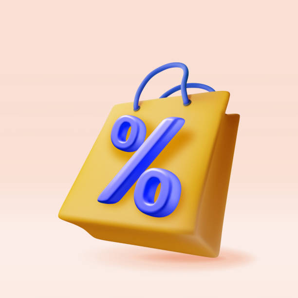 istock 3D shopping bag with percent sign isolated 2188358526