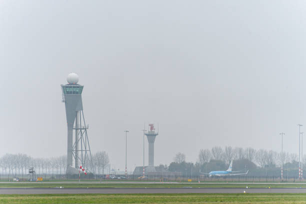November 8, 2024. Schiphol, Netherlands. A KLM plane land at Schiphol.