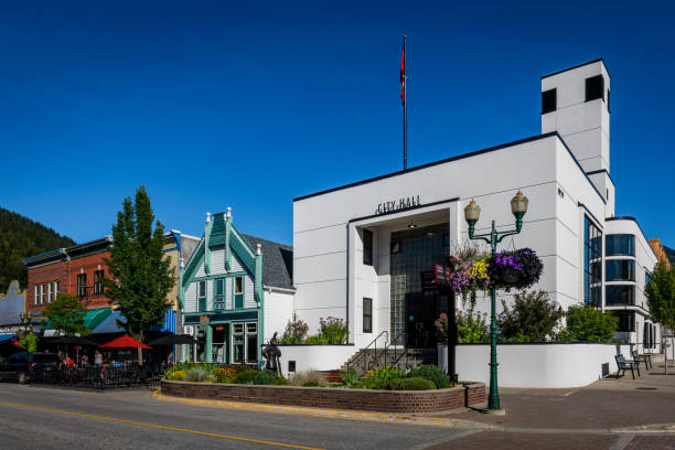 Revelstoke, Canada - August 14, 2023: Revelstoke City Hall in Canada.