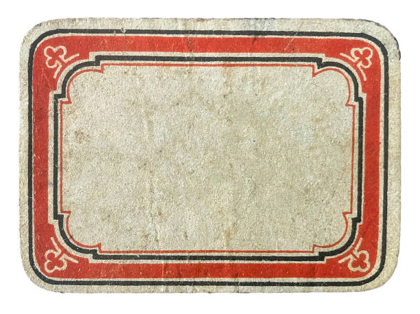 istock Old name tag from a school exercise book, cut out on a white background. (Made in the first half of the 20th century) 2188361197