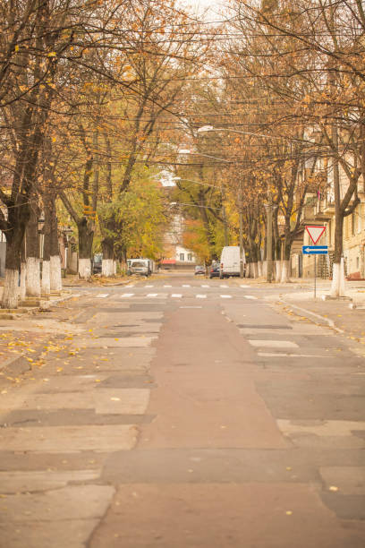 istock Empty street in old town: beautiful autumn view 2188364795
