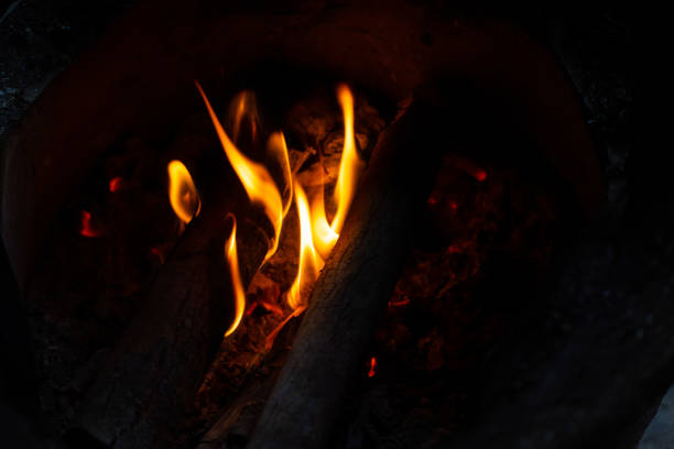Burning wood branch texture for warm and atmospheric backgrounds in creative or professional projects
