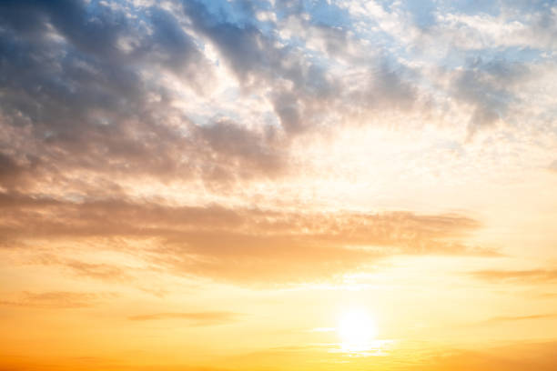 istock Sky,sunset, beautiful , luxury soft gradient orange gold clouds and sunlight on the blue sky perfect for the background, Sunrise on morning or everning in winter warm time ,Twilight summer,silhouette 2188368689