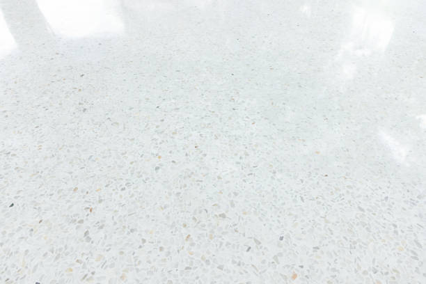 White terrazzo floor in perspective view for background.
