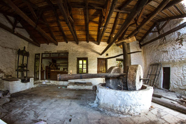 istock Old traditional olive oil press preserving history in rustic mill 2188369977