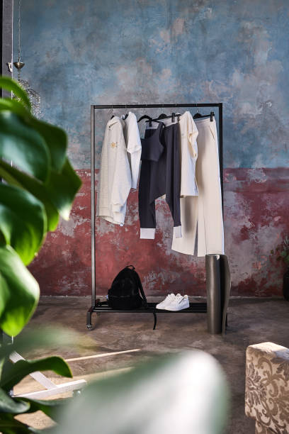 istock Urban Minimalism: Clothing Rack with Casual Essentials 2188371787