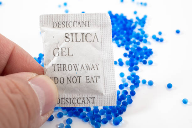 istock Blue silica gel balls on white background 2188373706