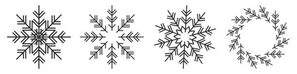 istock Geometric Snowflakes and Wreath Vector Set. Winter Snowflake Icons. Snowflake Line Art. Black and White Snowflake Symbols. Minimal Snowflakes Design 2188373750