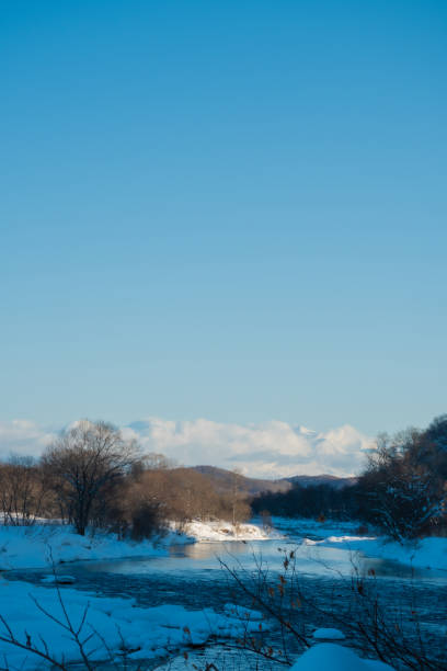 The river as the snow begins to melt