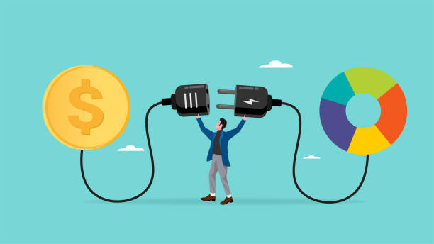 istock business money allocation for diversification, financial management or budget distribution, financial percentage distribution, businessman connect plug with money coin to financial pie chart 2188384823