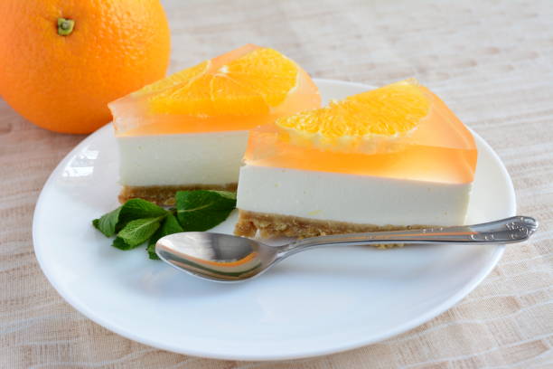 istock a plate with a slice of orange cheesecake and a spoon on it 2188385114