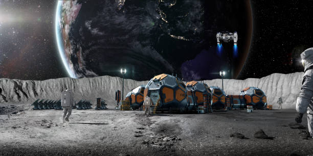 istock Team Of Astronauts on Lunar Base 2188387473