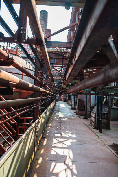 istock Rustic Industrial Facility Featuring Steel Structure With Pipelines and Weathered Surfaces Showcasing Raw Architecture and Design Elements in an Old Factory Setting 2188388077