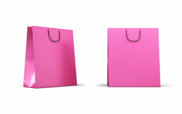 istock Pink Cardboard Shopping Bags, Object + Shadow Clipping Path 2188390361