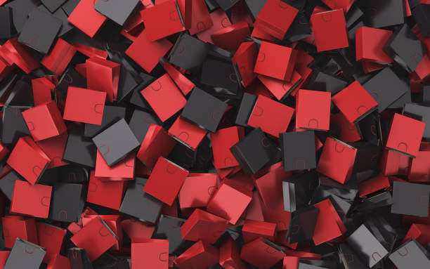 istock Black and Red Cardboard Shopping Bags Stack Top View 2188390478