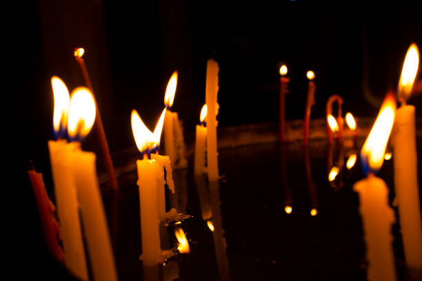 Candles light in the holy sepulchre cathedral in Jerusalem