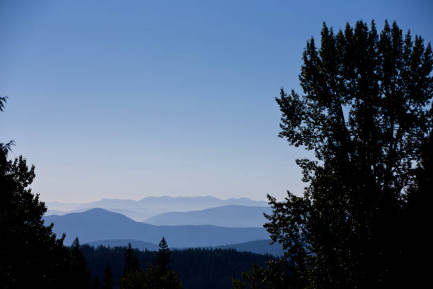 The view of the mountains from Rossland, British Columbia, Canada, in the morning.