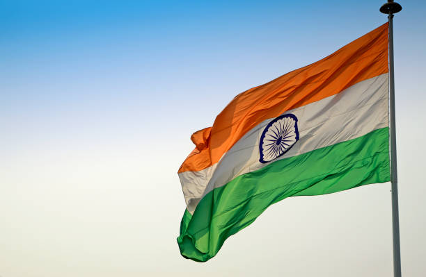 istock Indian Flag fluttering in the wind 2188396723