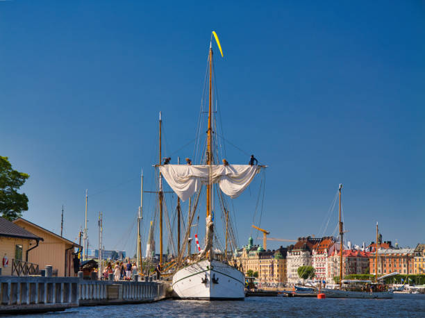 Stockholm, Sweden - Dec 09, 2017: Sailing vessel 'Af Chapman' (constructed in1888) on Skeppsholmen in Stockholm, Sweden