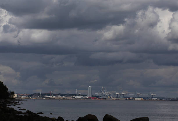istock Port of Aarhus with Cranes and Kayaking. 2188398339