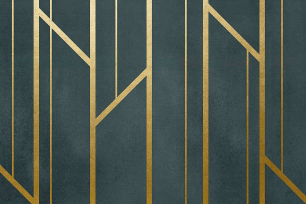 istock Modern pattern wall decor wallpaper. 3d abstract, golden lines and marble and wooden olive color and black shapes. carpet design 2188399372
