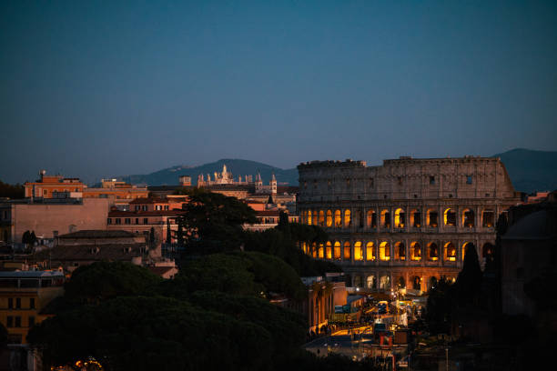 high angle view of coliseum in Rome