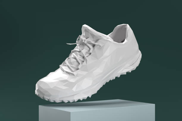 istock A white shoe with a black lace is shown in a 3D rendering 2188406367