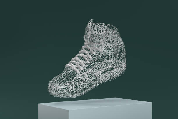 istock A shoe is shown in a 3D image, with a white lace and a black sole 2188406506