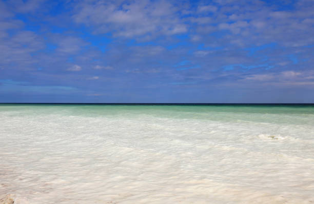 istock panorama with the light white sea turning into deep blue and clouds in the pale blue sky 2188407039