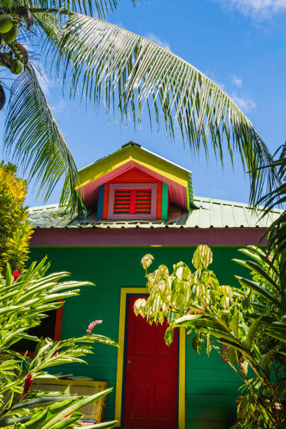 Colorful Creole Style House On La Digue Island, Seychelles