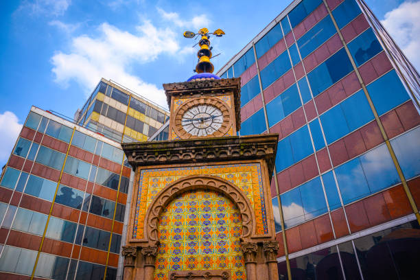 Mexico City Downtown Historic District with Landmark Architecture and Clock Tower near Constitution Plaza or Plaza de la Constitución in México