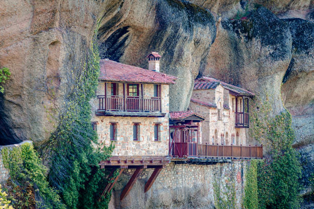 The Ypapantis Monastery (aka the Monastery of the Ascension of the Savior), a former Eastern Orthodox Christian monastery, part of the Meteora monastery complex in Thessaly, central Greece