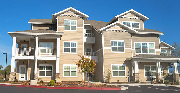 istock Close up on modern rental apartment building 2188428702