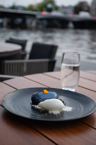 Dessert of Blueberry with ice cream