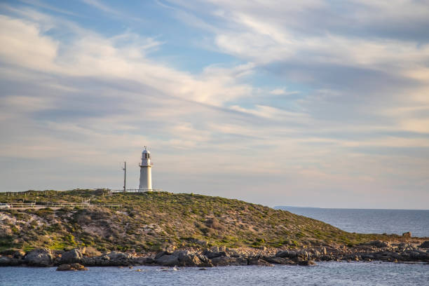 istock Lighthouse on the ocean, seascape, danger warning symbol, Australian coast 2188443485