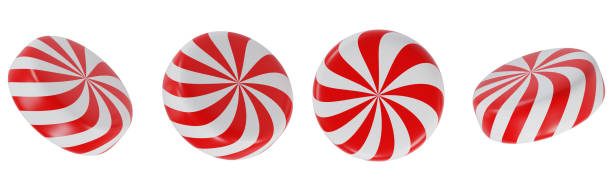 Christmas Peppermint Swirl Set on White Background.