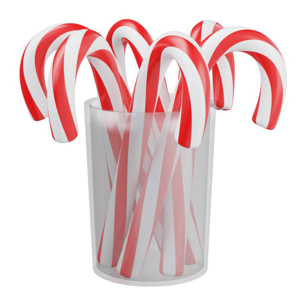 istock Christmas Candy Canes on Glass Pot on White Background. 2188443679