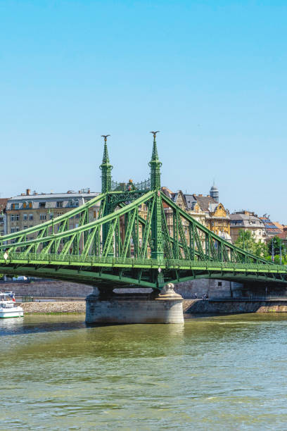 Green Liberty Bridge, Szabadsag Hid, over the River Danube, Budapest, Hungary.