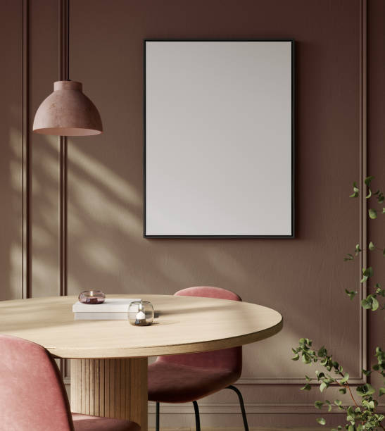 istock Poster frame mockup in trendy 2025 color interior, 3d rendering 2188453770