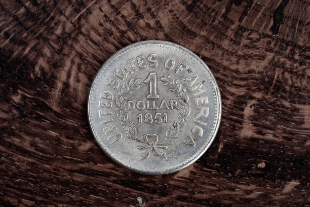 istock Old USA 1851 year US silver dollar coin 2188457825