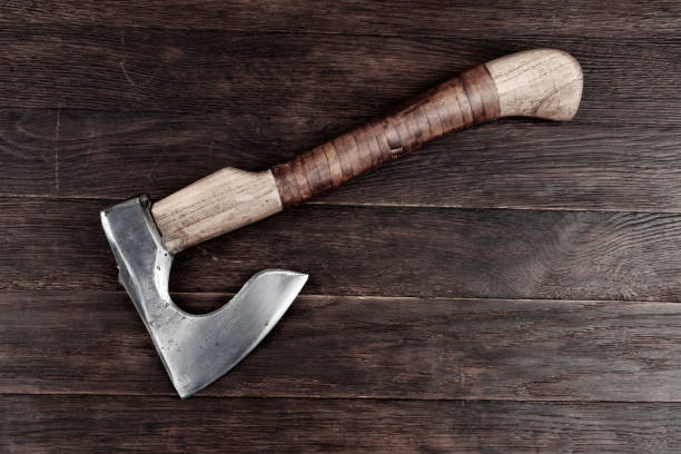 istock battle axe with wooden handle on white 2188457845