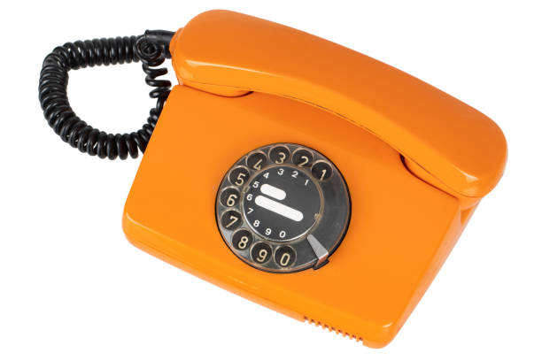 istock Old vintage orange rotary phone 2188457947
