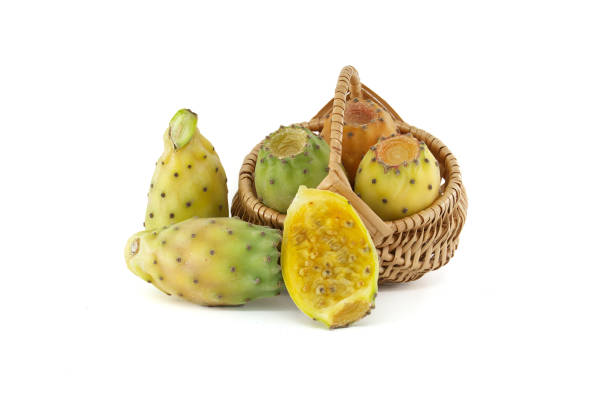 istock Vibrant prickly pears arranged in a wicker basket on white background, highlighting their vivid hues 2188465846