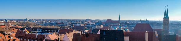 Panoramic cityscape from terrace of Imperial Castle of Nuremberg. Nuremberg is a city in the German state of Bavaria. It is an aesthetic city that attracts attention especially with its medieval buildings.