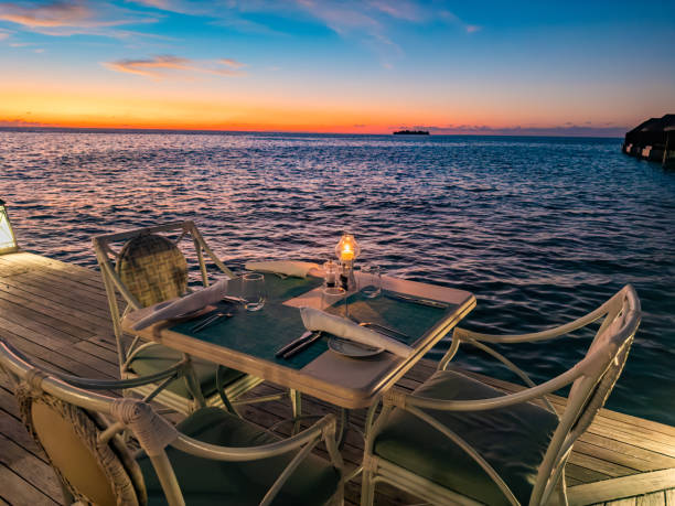 istock Sunset views from overwater pool villa in Maldives 2188476256