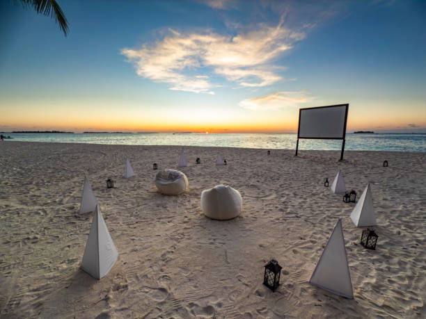 istock Private cinema on the beach in Maldives 2188476317