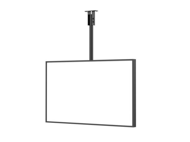 istock Outdoor digital ceiling mounted display screen mockup template, 3d illustration. 2188476419